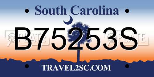 B75253S South Carolina License Plate