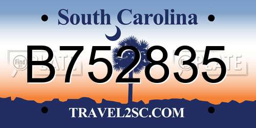 B752835 South Carolina License Plate