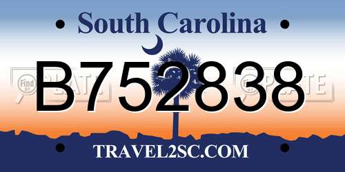 B752838 South Carolina License Plate