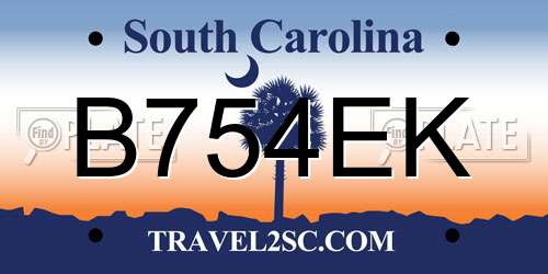 B754EK South Carolina License Plate