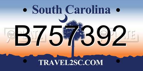 B757392 South Carolina License Plate