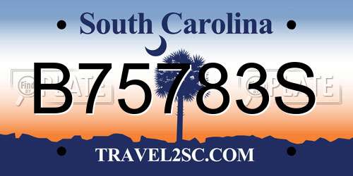 B75783S South Carolina License Plate