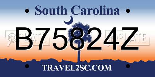 B75824Z South Carolina License Plate