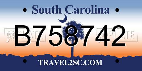 B758742 South Carolina License Plate