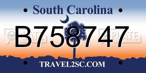B758747 South Carolina License Plate
