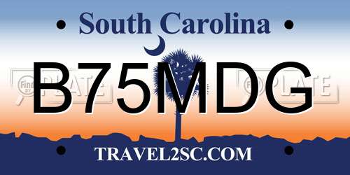B75MDG South Carolina License Plate
