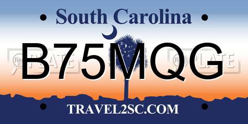 B75MQG South Carolina License Plate