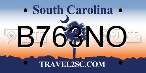 B763NO South Carolina License Plate