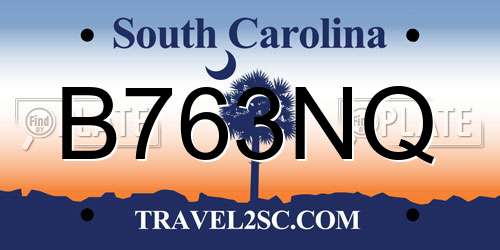 B763NQ South Carolina License Plate