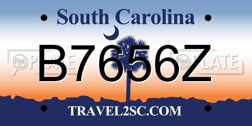 B7656Z South Carolina License Plate