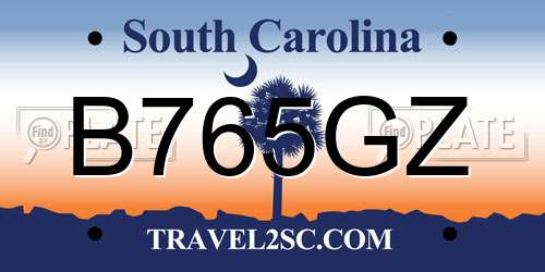 B765GZ South Carolina License Plate