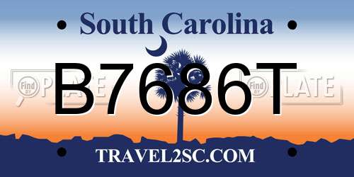 B7686T South Carolina License Plate