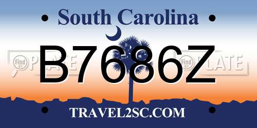 B7686Z South Carolina License Plate