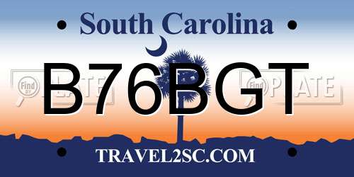 B76BGT South Carolina License Plate