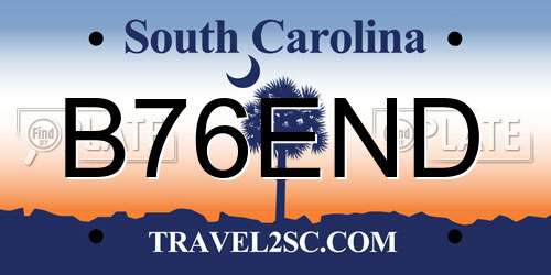 B76END South Carolina License Plate
