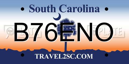 B76ENO South Carolina License Plate