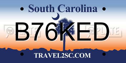 B76KED South Carolina License Plate