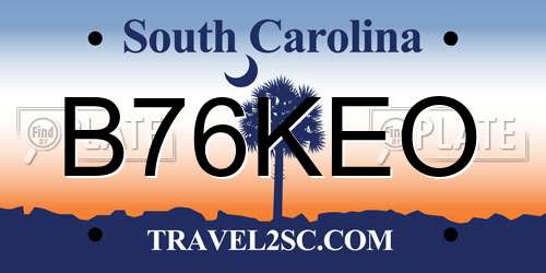 B76KEO South Carolina License Plate