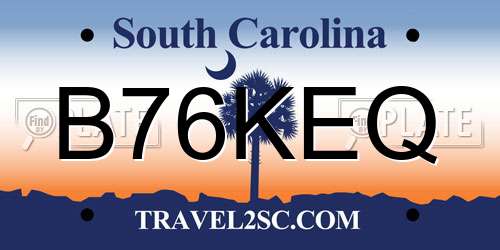 B76KEQ South Carolina License Plate