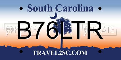B76LTR South Carolina License Plate