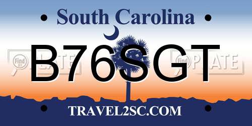 B76SGT South Carolina License Plate