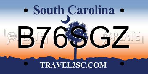 B76SGZ South Carolina License Plate