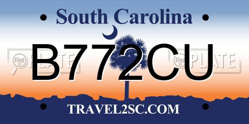B772CU South Carolina License Plate