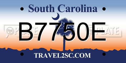 B7750E South Carolina License Plate