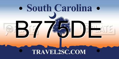 B775DE South Carolina License Plate