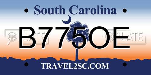 B775OE South Carolina License Plate