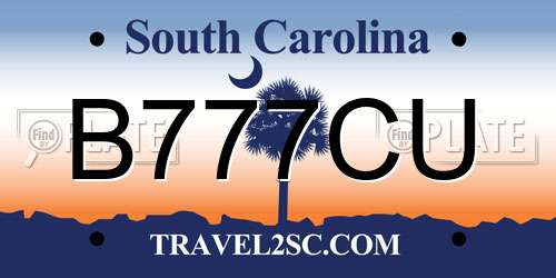 B777CU South Carolina License Plate