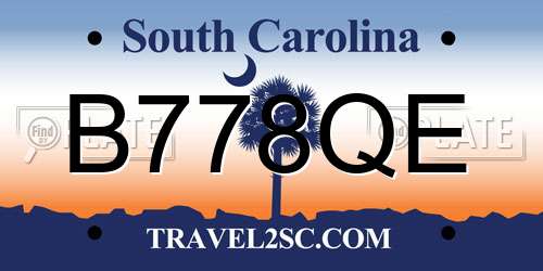 B778QE South Carolina License Plate