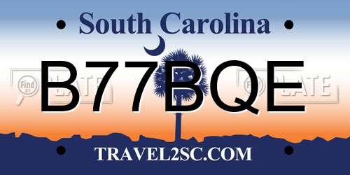 B77BQE South Carolina License Plate
