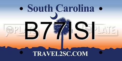 B77ISI South Carolina License Plate