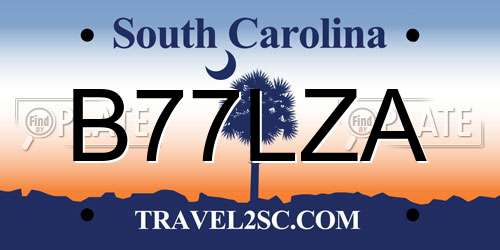 B77LZA South Carolina License Plate