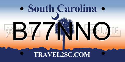 B77NNO South Carolina License Plate
