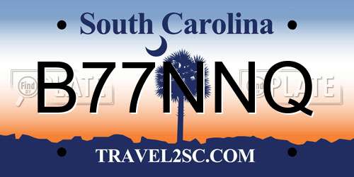 B77NNQ South Carolina License Plate