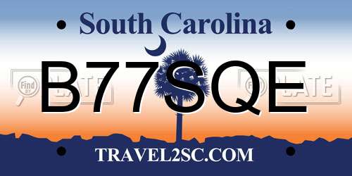 B77SQE South Carolina License Plate