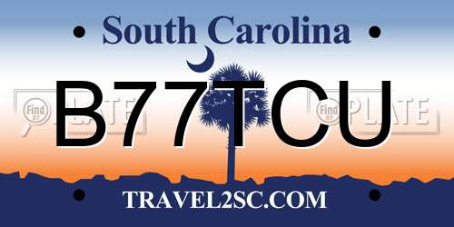 B77TCU South Carolina License Plate