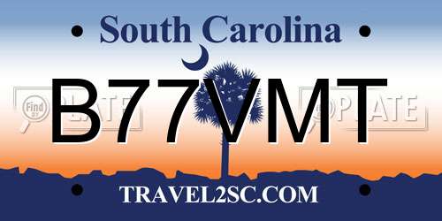 B77VMT South Carolina License Plate