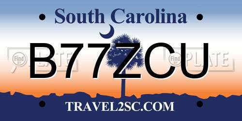 B77ZCU South Carolina License Plate