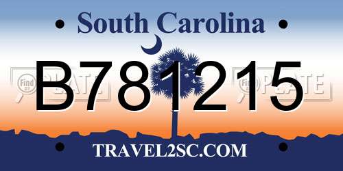 B781215 South Carolina License Plate