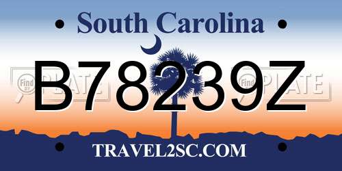 B78239Z South Carolina License Plate