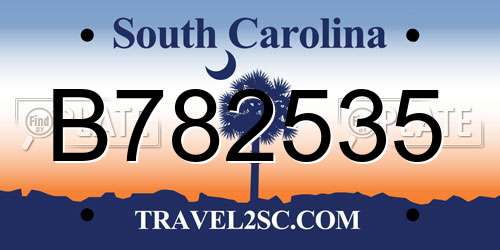 B782535 South Carolina License Plate