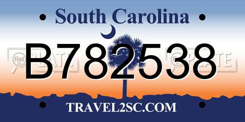 B782538 South Carolina License Plate