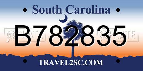 B782835 South Carolina License Plate