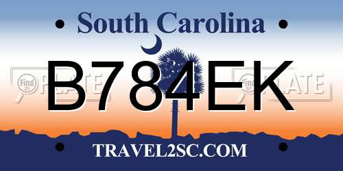 B784EK South Carolina License Plate