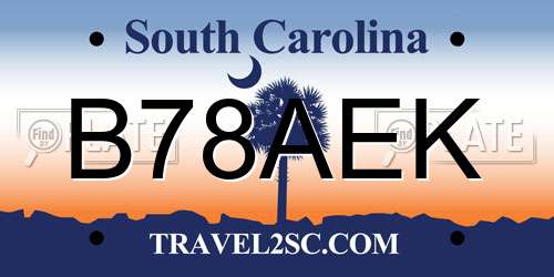 B78AEK South Carolina License Plate