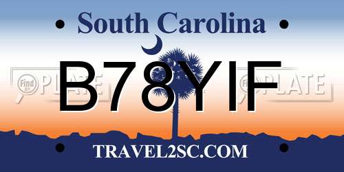 B78YIF South Carolina License Plate