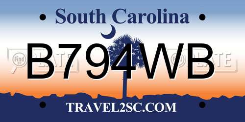 B794WB South Carolina License Plate